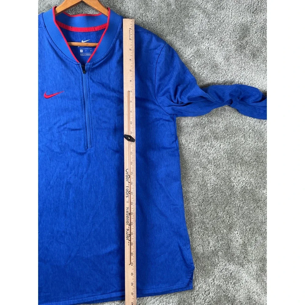 Nike Quarter Zip Pullover Mens Small Blue Red Swoosh Long Sleeve Fleece Top